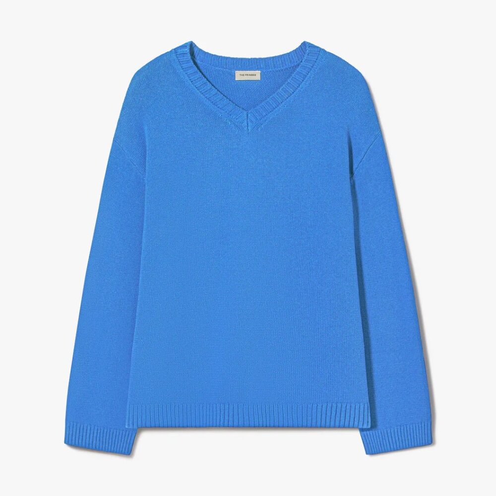 Classic V-Neck Sweater in Bright Blue